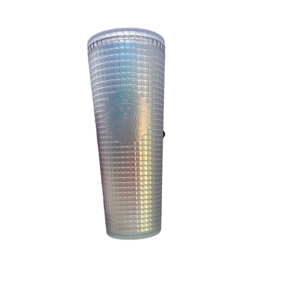Starbucks Venti Iridescent Grid‎ Soft Touch Spring 22 White Unicorn NWT